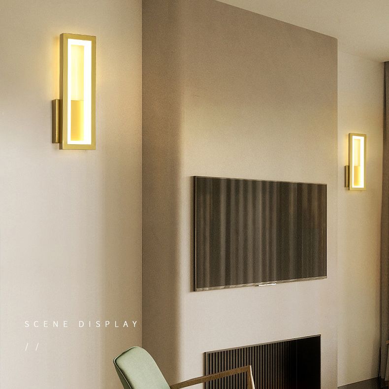 Lámpara de pared negra simple y moderna de vidrio rectangular simple