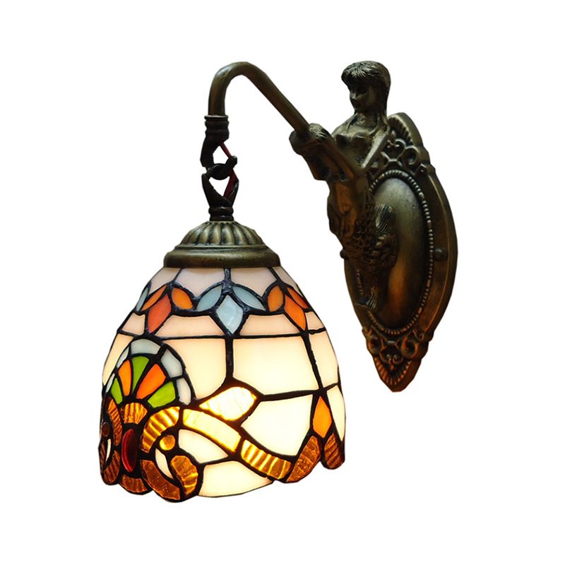 Brass 1 Head Wall Sconce Lighting Victorian Hand Cut Glass Geometry Wall Light for Dining Room