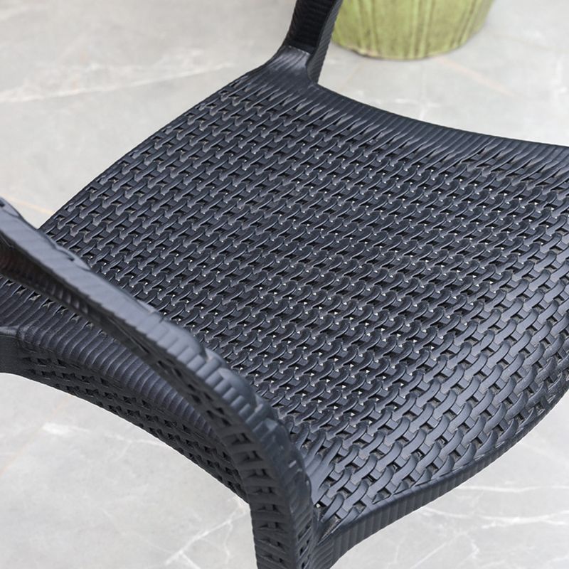 Black Plastic Outdoor Chair Tropical Dining Armchair Stacking Armchair