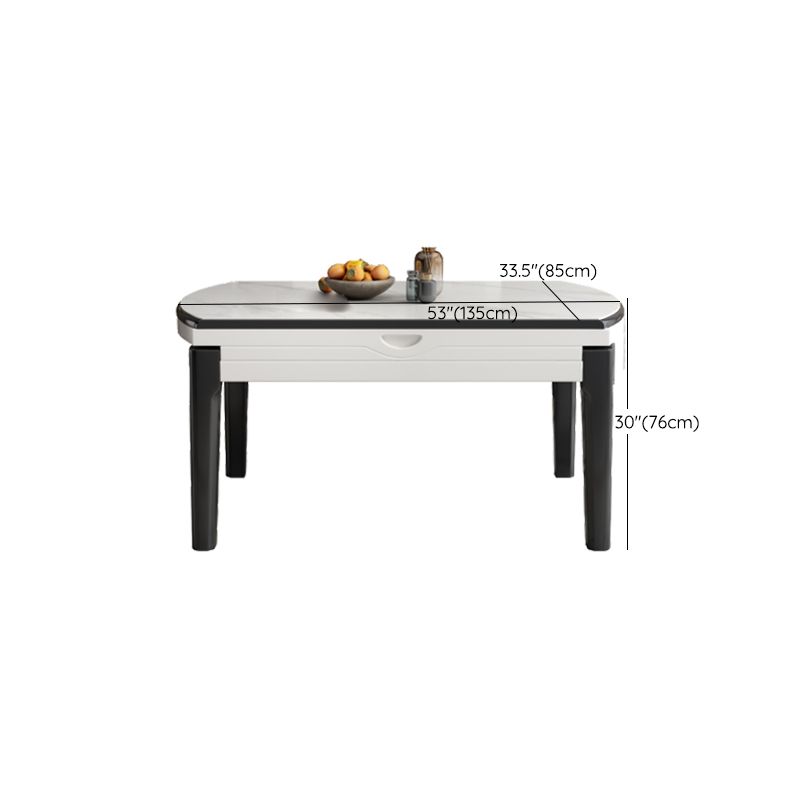 Modern Round Stone Top Dining Table Extendable for Small Spaces with Storage