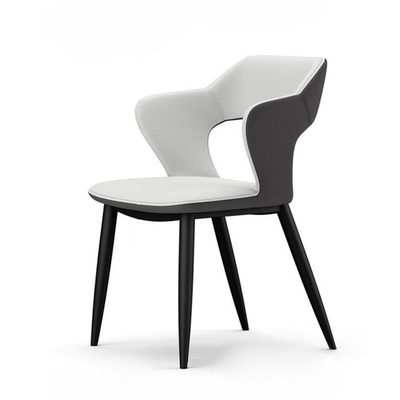 Metal Modern Indoor Side Chair with Arms Matte Finish Open Back Dining Chair