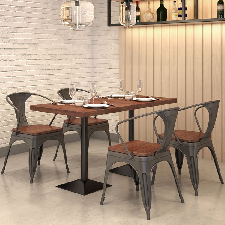 Solid Wood Dining Site Table Industrial Style Square Dinette Table with Pedestal Base