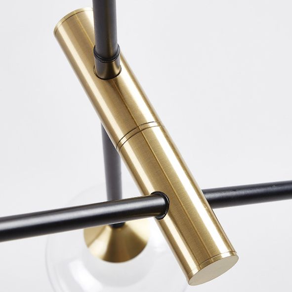 Modern Metal Hanging Chandelier Light Glass Shade Ceiling Chandelier in Black for Living Room