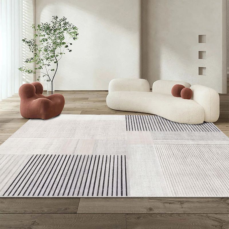 Grey Modern Rug Polyester Graphic Area Rug Tear Resistant Rug for Home Decor