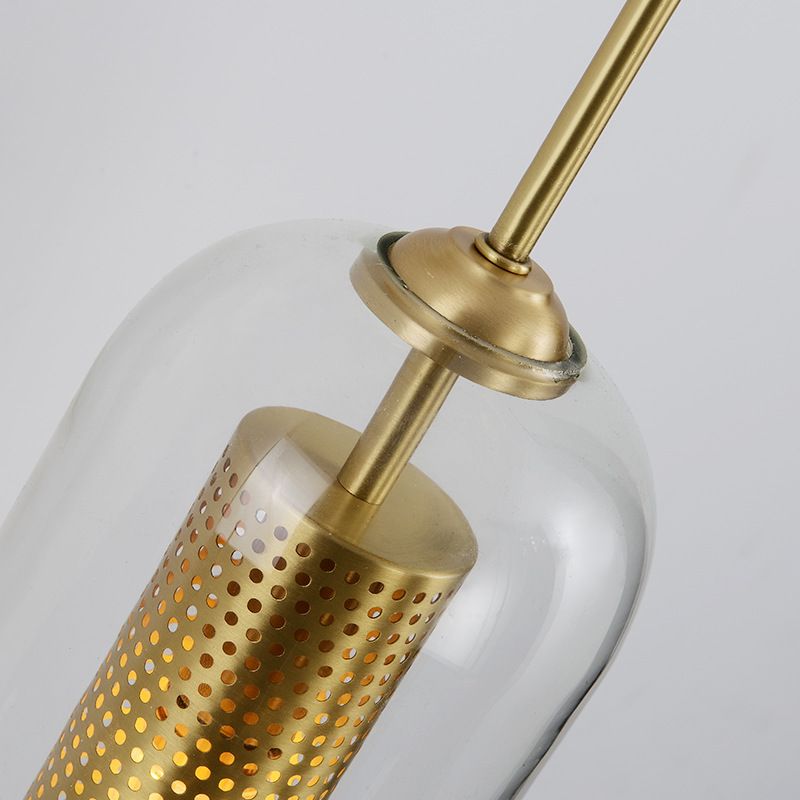 Clear Glass Capsule Wall Light Sconce Modern Stylish 1 Bulb Gold Arm Indoor Wall Lighting