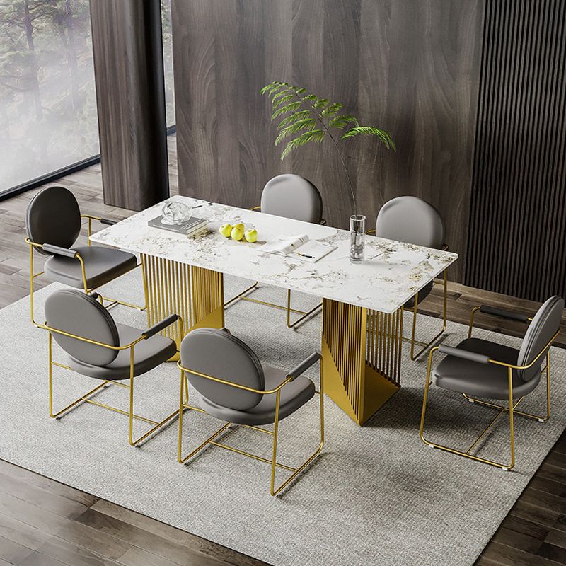 Metal Dinette Set with Gray Chairs 1/2/4/7 Pcs Glam Dining Table Set