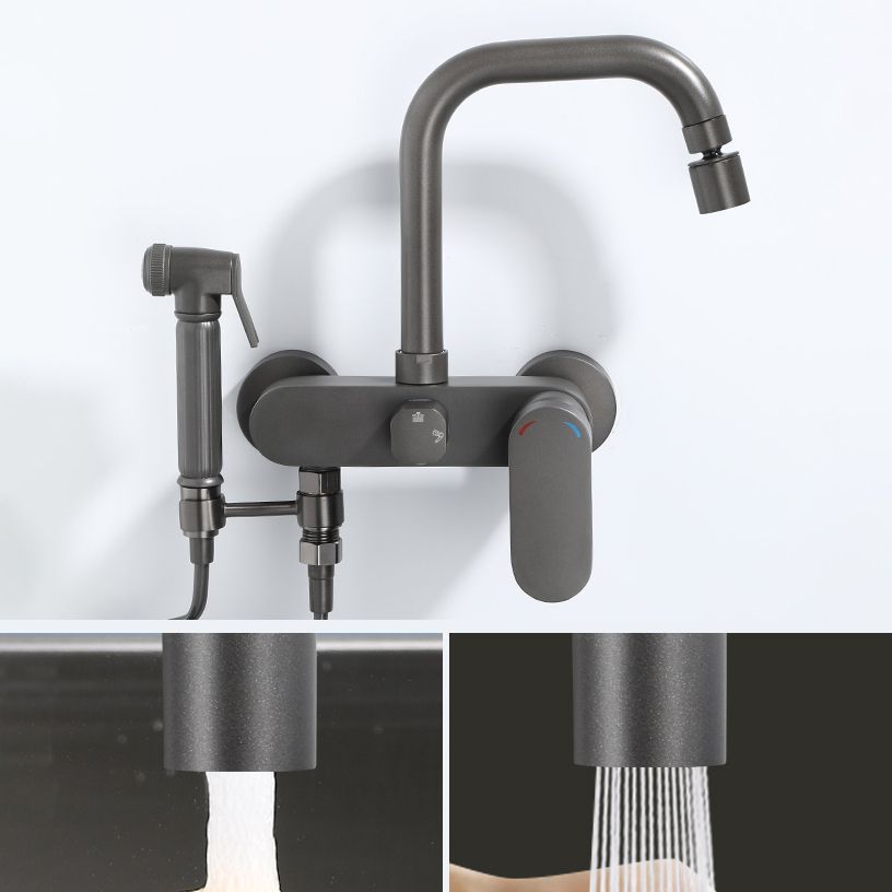 Modern Kitchen Faucet Lever Handle Wall Mounted Sprayer High Arc Faucet