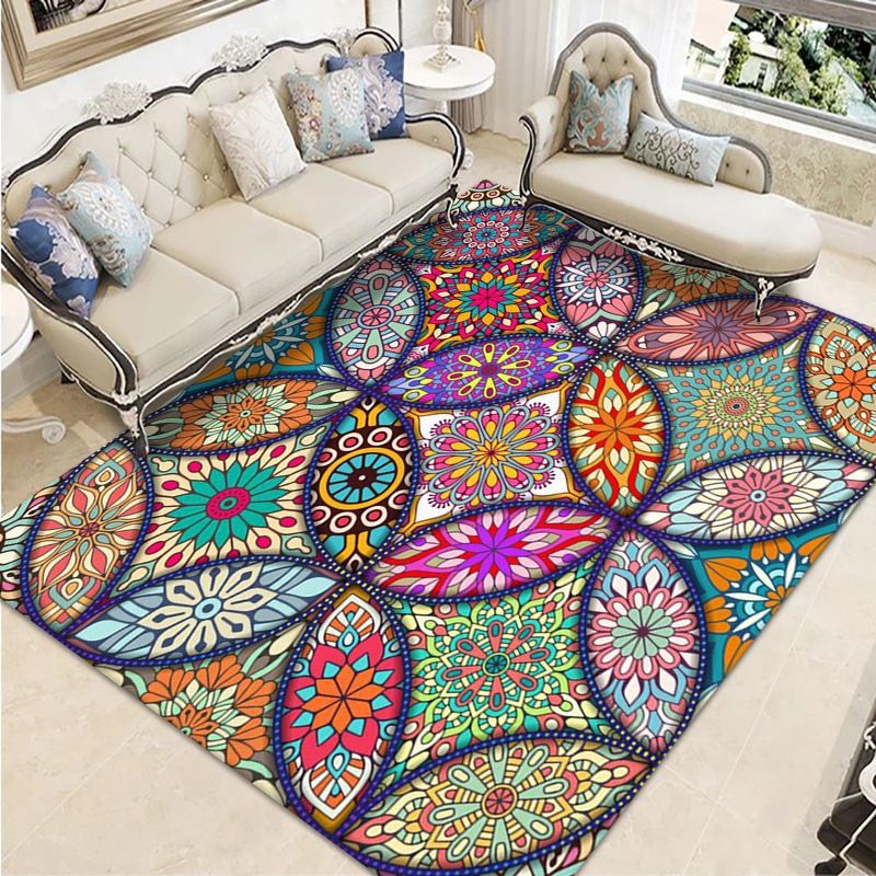 Brown Moroccan Rug Polyester Graphic Indoor Rug Washable Area Rug for Living Room