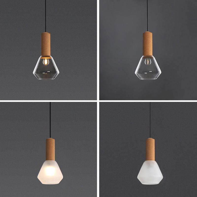 Verre Postmodern Pendant Light 1-Light Copper suspendu plafonnier pour chambre à coucher