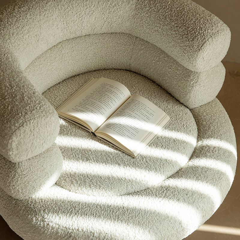 White Lounge Chair Arms Included Barrel Chair for Living Room