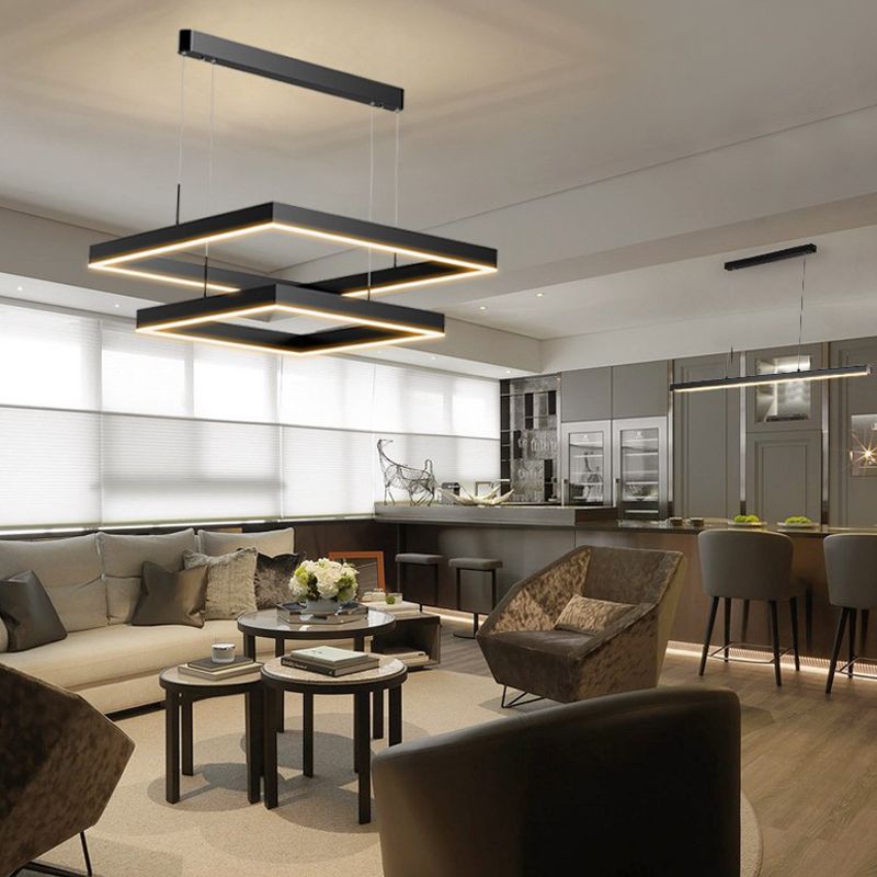 Modern Chandelier Light Fixtures Multi-Tier Hanging Pendant Lamps with Acrylic Shade