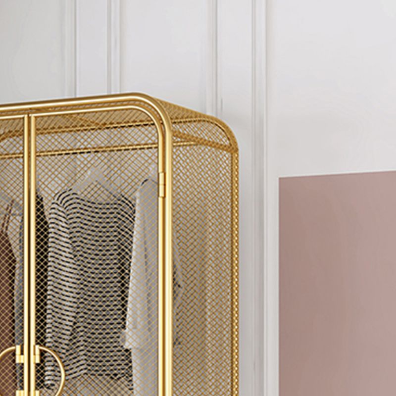 Nordic Iron Grid Wardrobe Long Hanging Storage Metal Storage Cabinet
