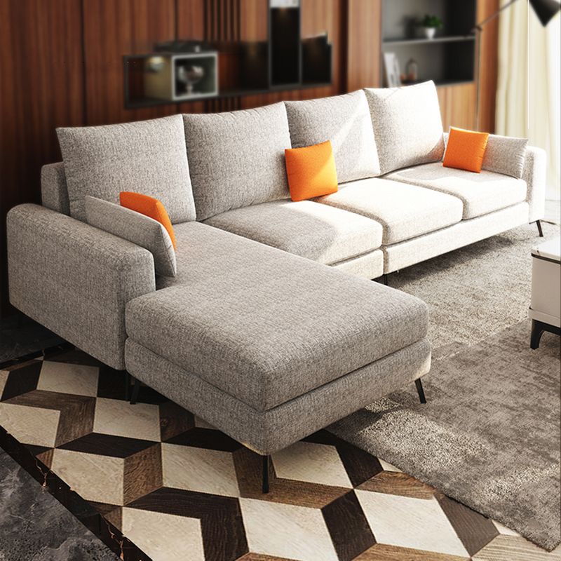33.46" Tall Modern Linen Sectional/Sofa with Pillowed Back Cushions