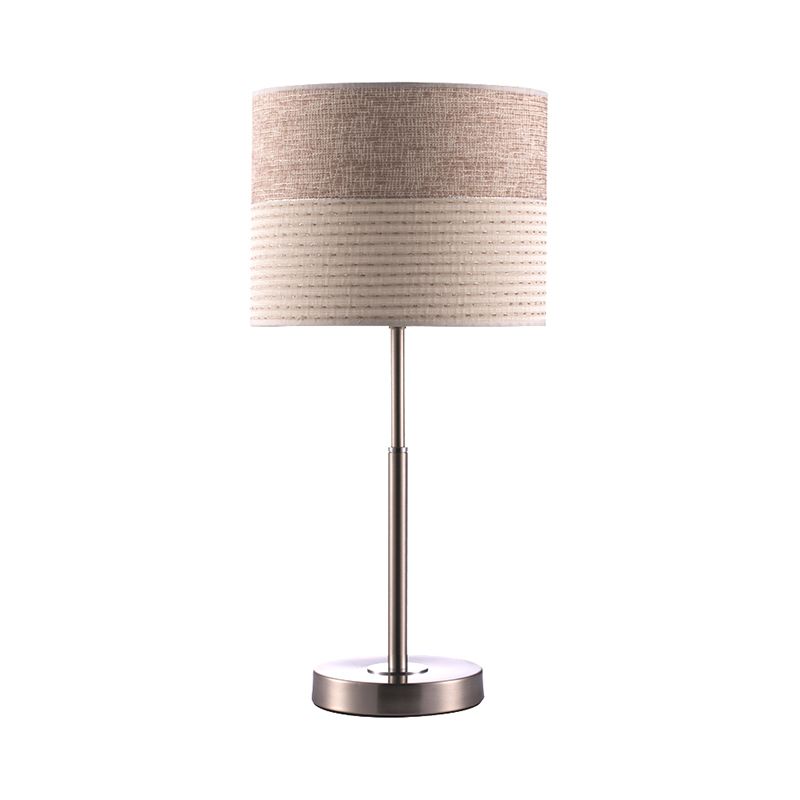 Tissu d'éclairage de nuit du cylindre contemporain 1 lampe de chevet de chevet à 1 lumière en gris crème