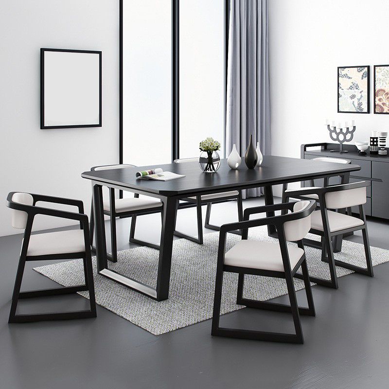 Simplicity Style Dining Table Solid Wood Black Dinette Table for Home and Kitchen