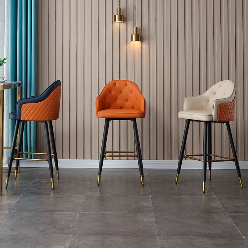 Glam Bar Stool Low Back Upholstered Counter Stool for Bristol