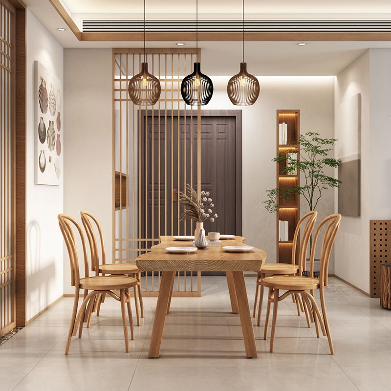 Modern Rectangle Dining Set 1/2/4/5/6 Pieces Solid Wood Legs Indoor Dinette Set