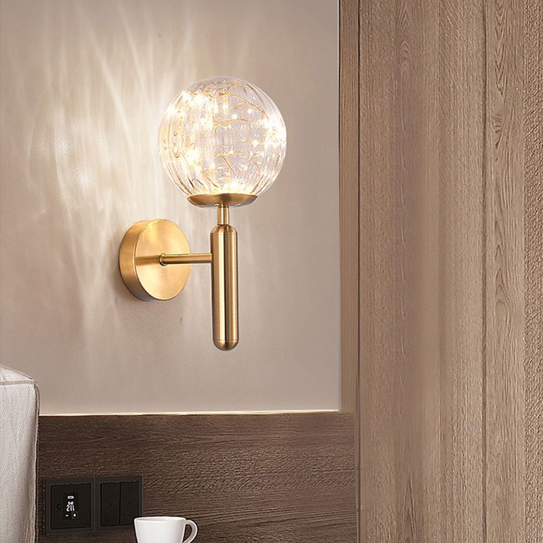 1-Lights Globe Glass Wall Light Nordic Style LED Lights String Wall Mount Lamp for Living Room Bedroom
