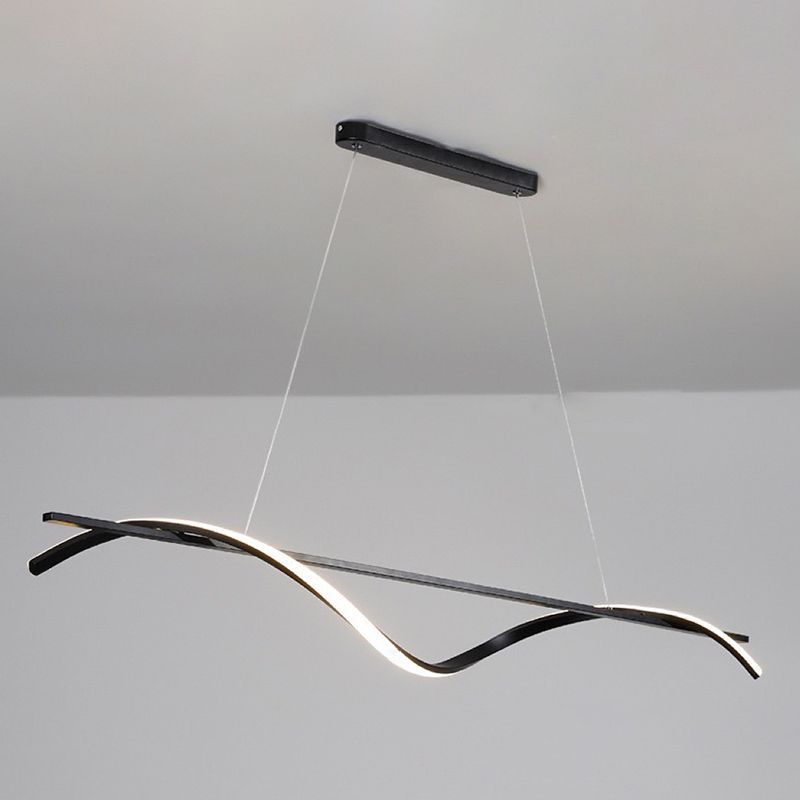 Wavy LED Hanging Ceiling Light Modern Metal Island Chandelier Light