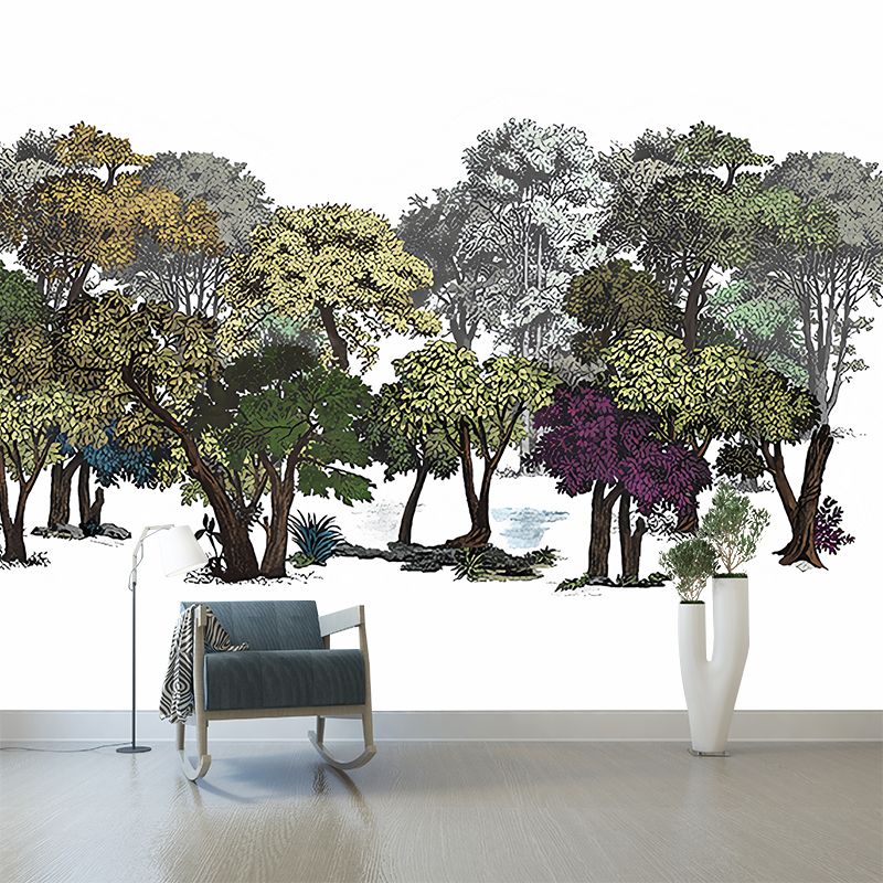 Tree Botanica Murals Wallpaper Contemporary Smooth Wall Covering for Living Room