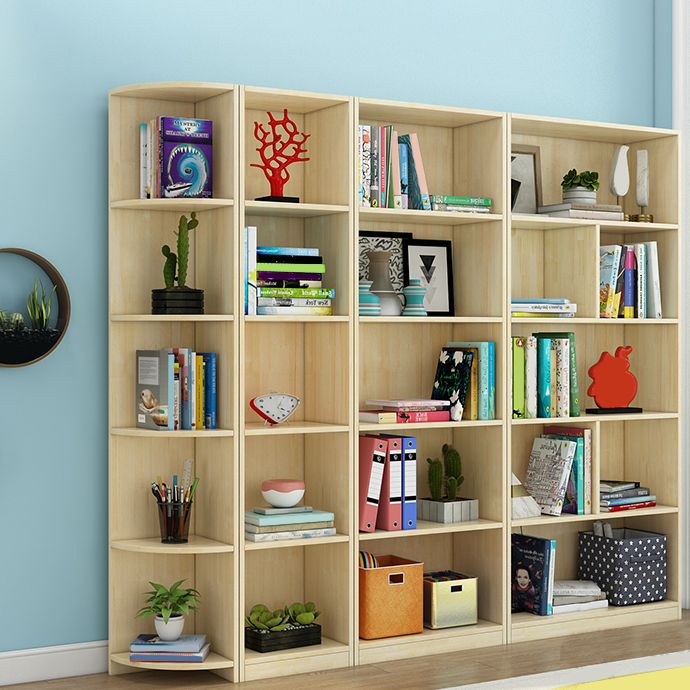 Light Brown Color Modern Bookshelf Wood Bookcase for Home Use