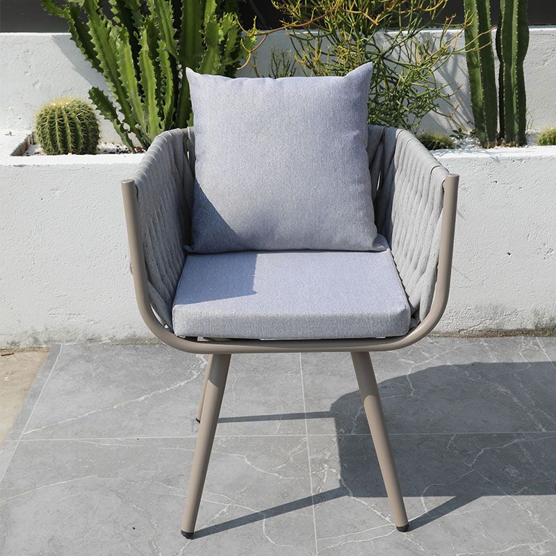 Tropical Washable Cushion Side Chair Gray Dining Side Chair with Arm