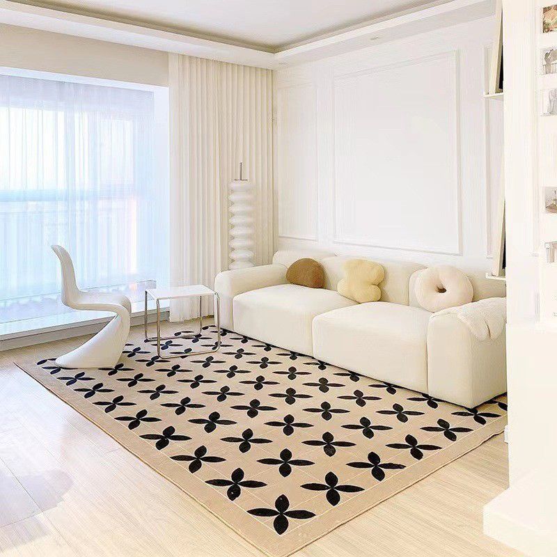 Brown Casual Rug Pattern Polyester Indoor Rug Tear Resistant Rug for Living Room