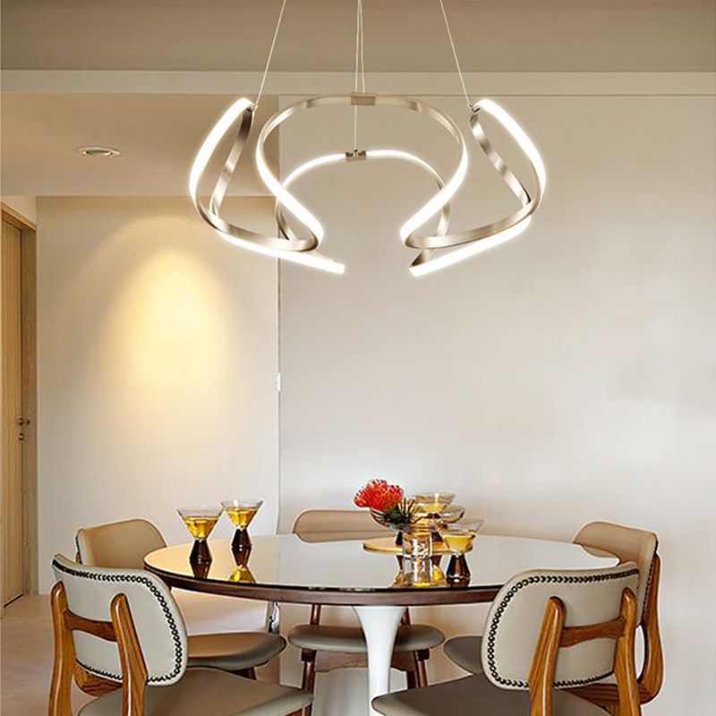 Lámpara de araña retorcida LED moderno de techo acrílico Luz para la sala de estar para la sala de estar dormitorio