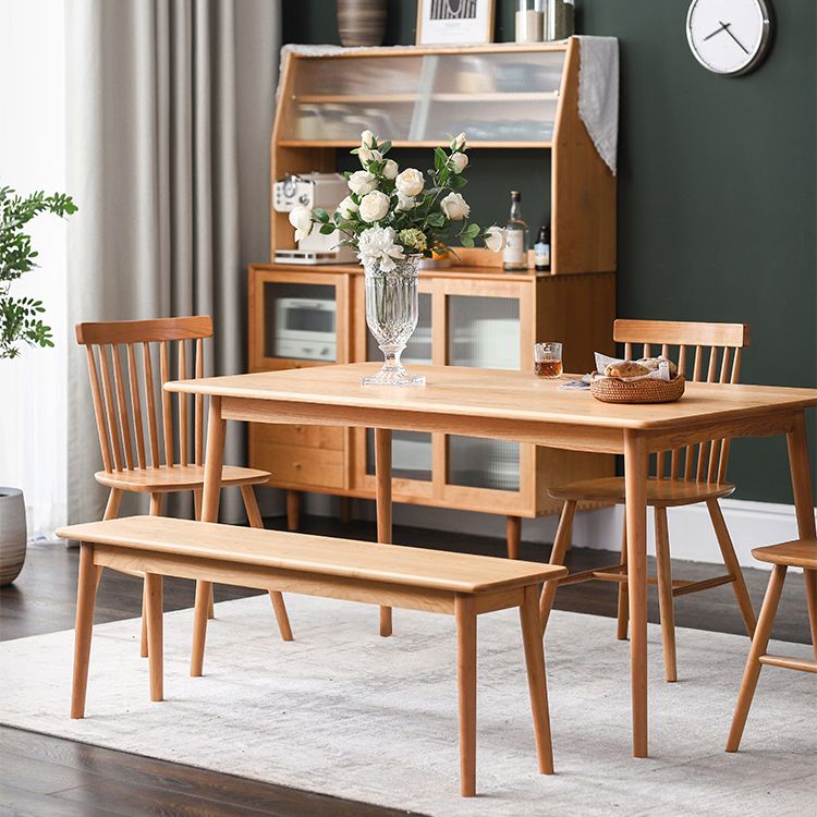 Vaste houten rechthoek eettafel in de natuur eigentijdse keuken houten tafel met 4 poten