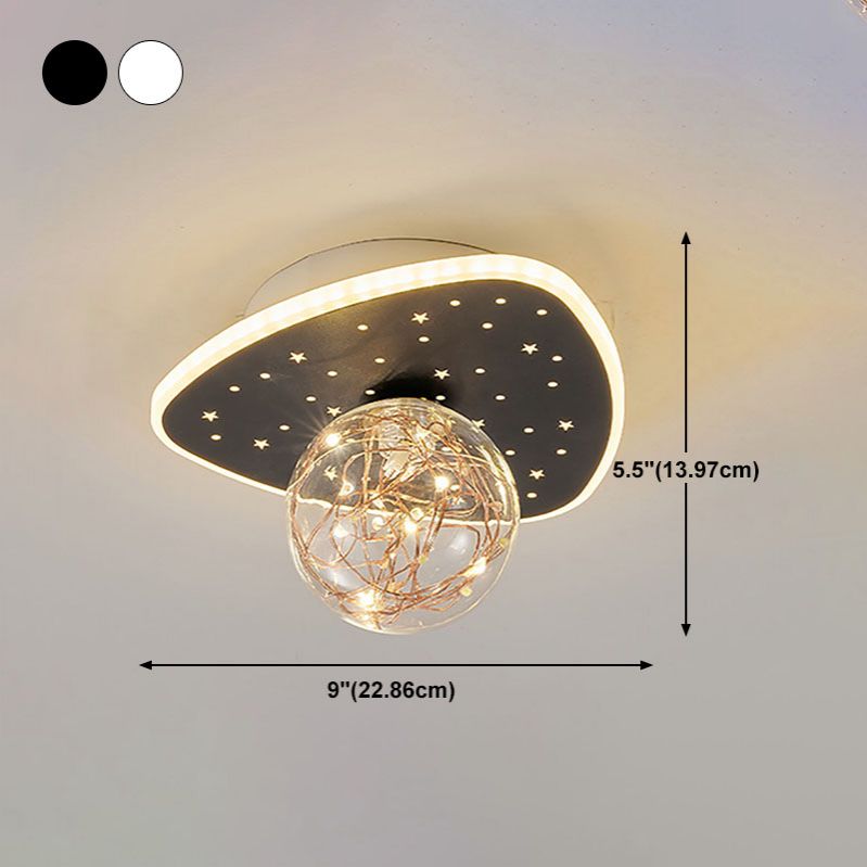 Nordic Geometric Ceiling Light Globe Glass Gypsophila Flush Mount Light for Bedroom