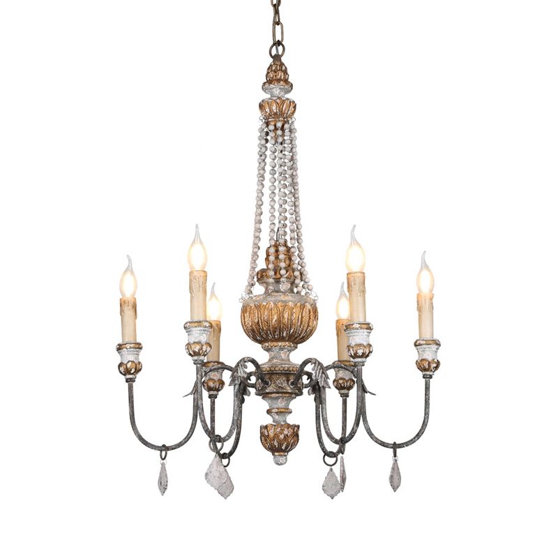 Rust Sputnik Chandelier Lamp Retro 6 Heads Metal Ceiling Pendant Light with Flat Drop for Living Room