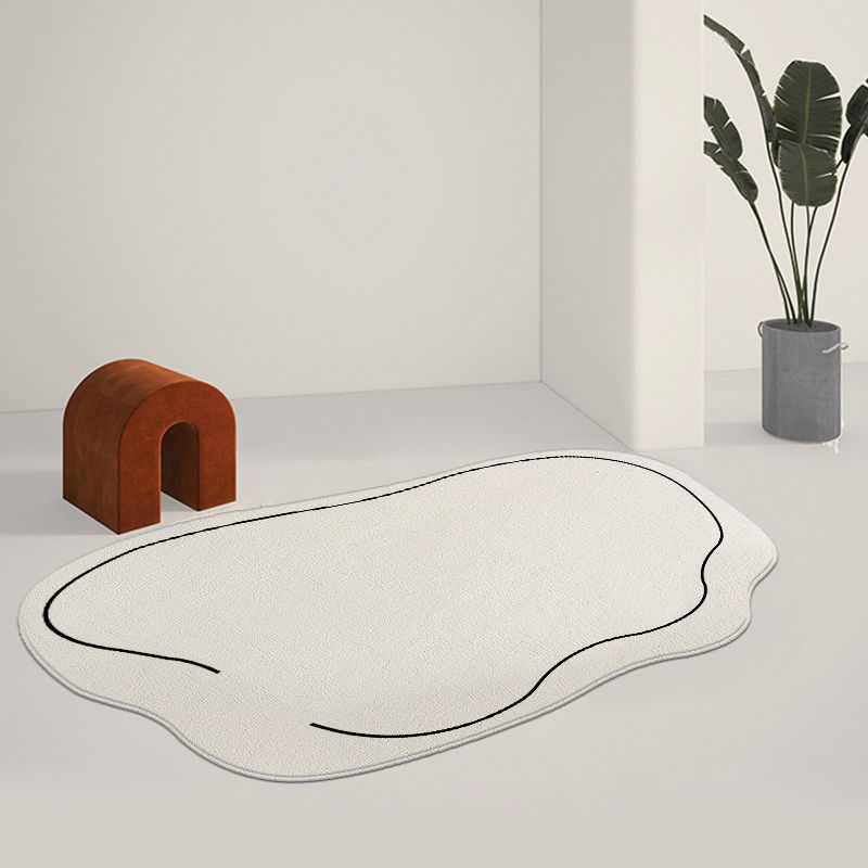 White Line Pattern Area Rug Polyester Area Carpet Non-Slip Backing Rug for Living Room
