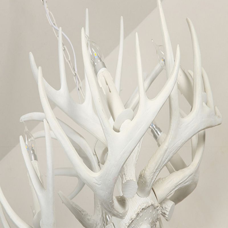 Adjustable Hanging Chain Chandelier Light Traditional Antler Resin Ceiling Pendant for Restaurant