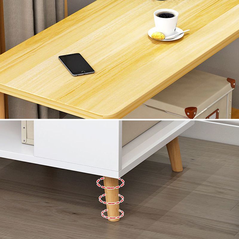 Scandinavian Style Wooden Side Table Double Tier End Table Concrete Sofa Side Accent Table