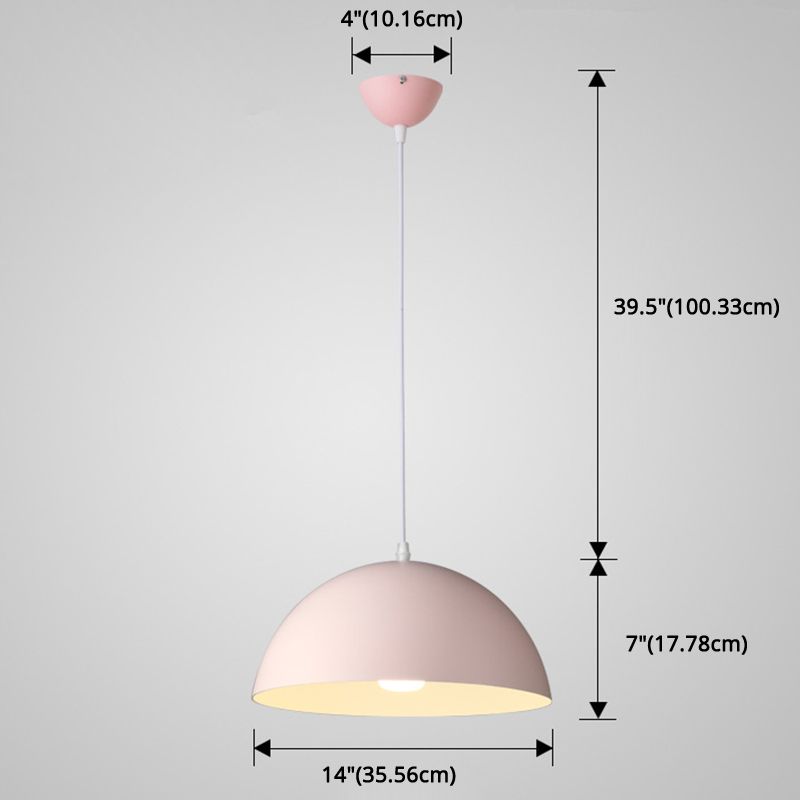 Metal Ribbed Dome Hanging Light 1-Light Nordic minimaliste Style suspendu lampe pour restaurant