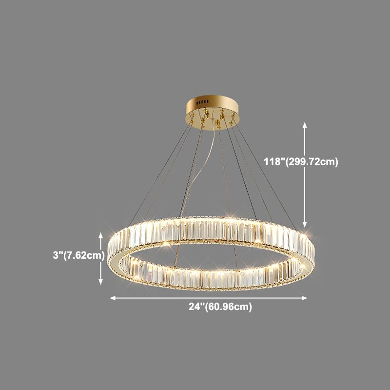 Round Shape Crystal Chandelier Modern Stainless Steel Down Lighting Pendant for Study