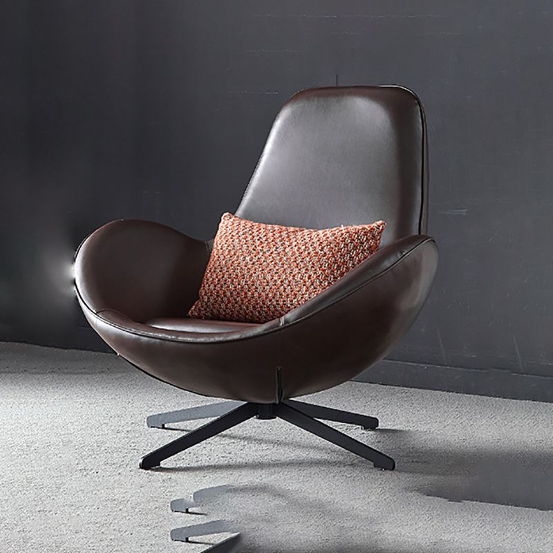 33.46" Wide Tight Back Chair Leather Black 4-Star Base Arm Chair