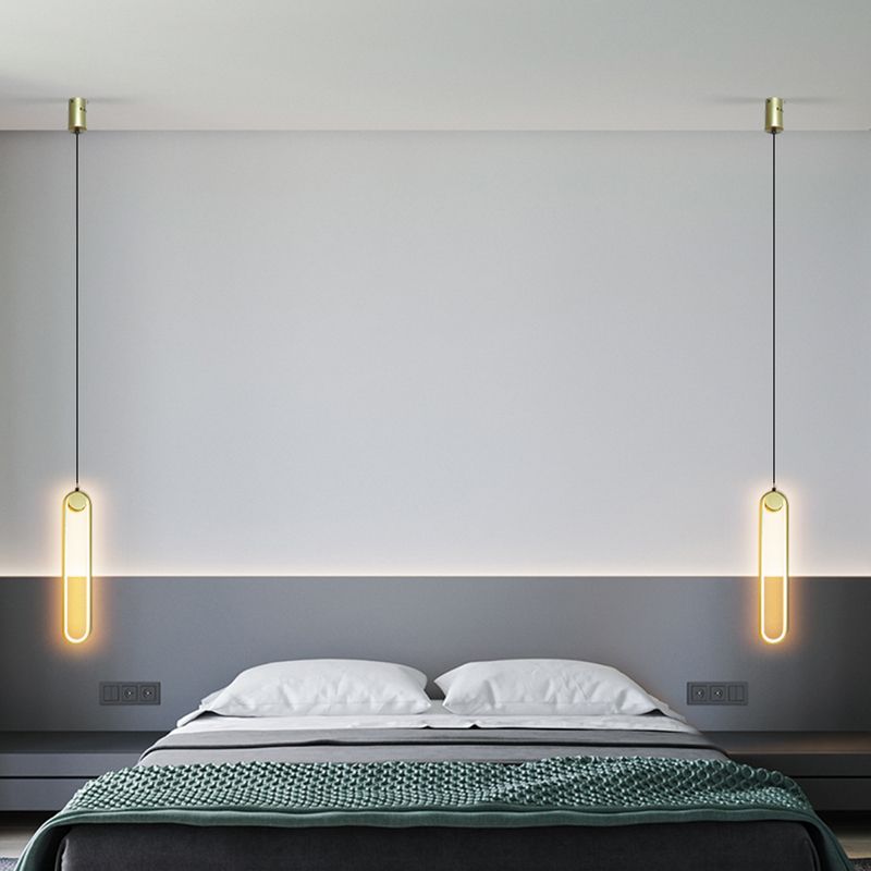 Acrylic Oblong LED Pendant Light in Modern Simplicity Aluminium Hanging Light for Interior Spaces