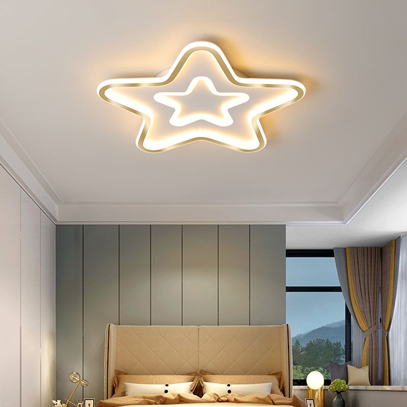 Acrylic Star LED Flush Mount Lamp Simplicity Gold Finish Ceiling Light for Child Room