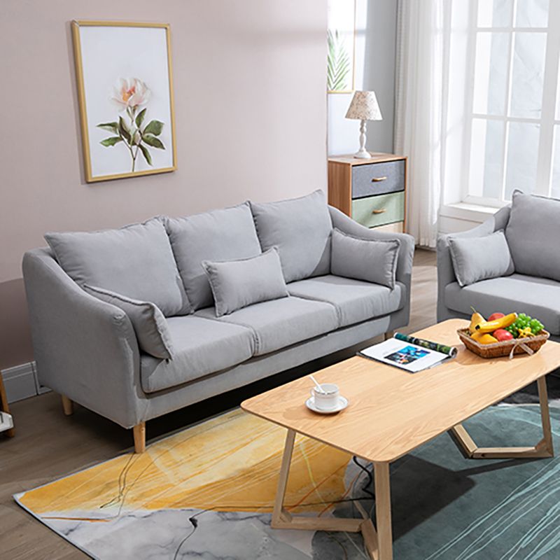 Scandinavian Loose Back Sofa 27.17" H Square Arm Slipcovered Loveseat