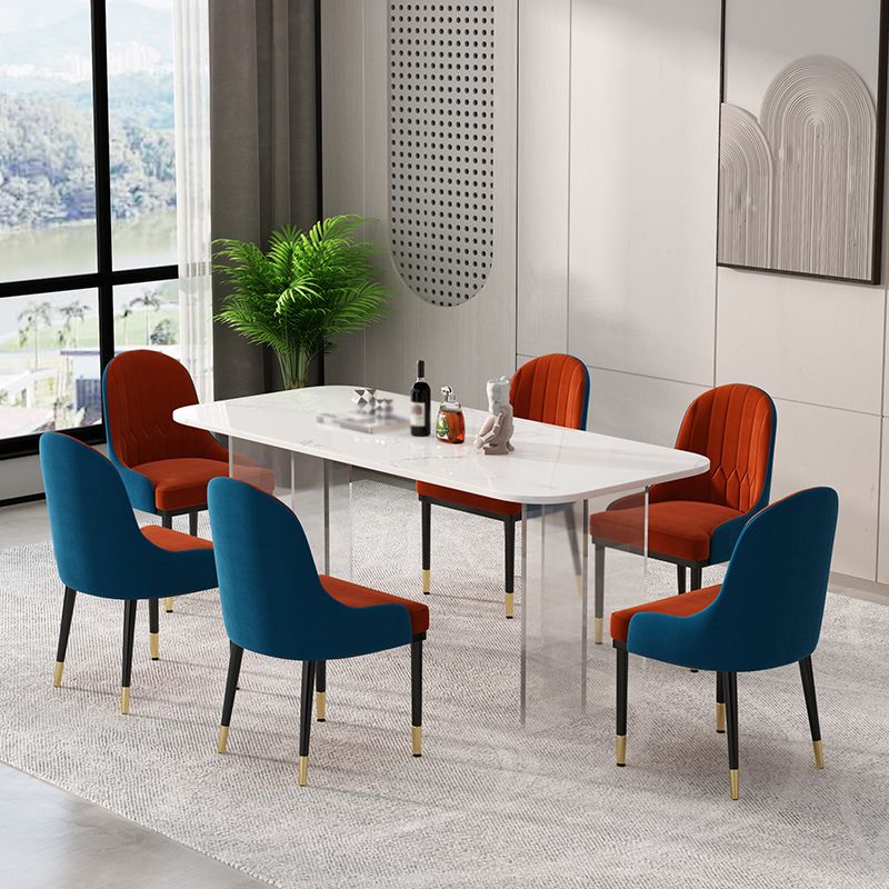 1/2/5/7 Pieces Modern Dining Set with Rectangle Table and Red Chairs Dinette Set