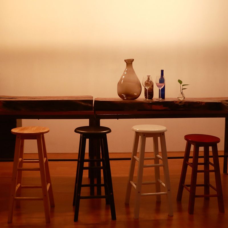 Modern Armless Counter Stool Wood Household Bar Stool with Pedal