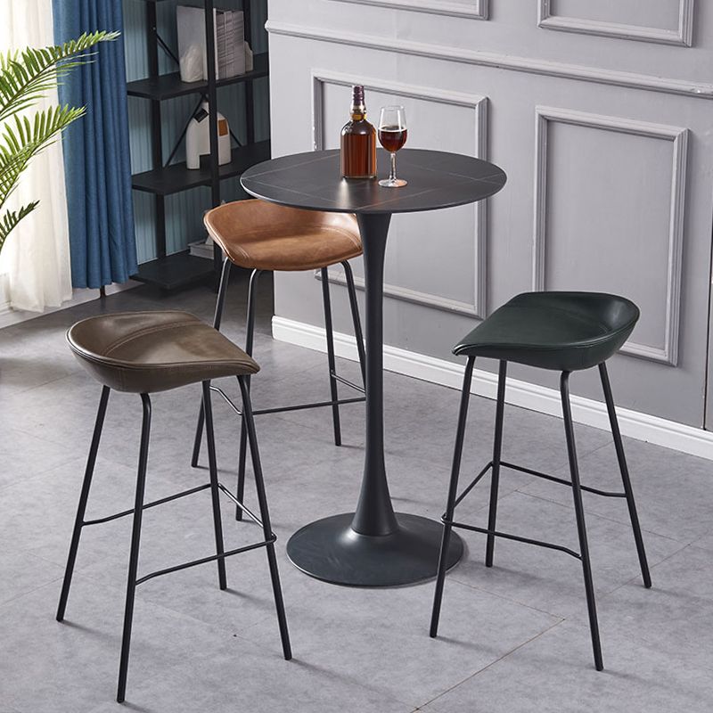 Industrial Style Counter Stool Armless Upholstered Bar Stool with Metal Legs