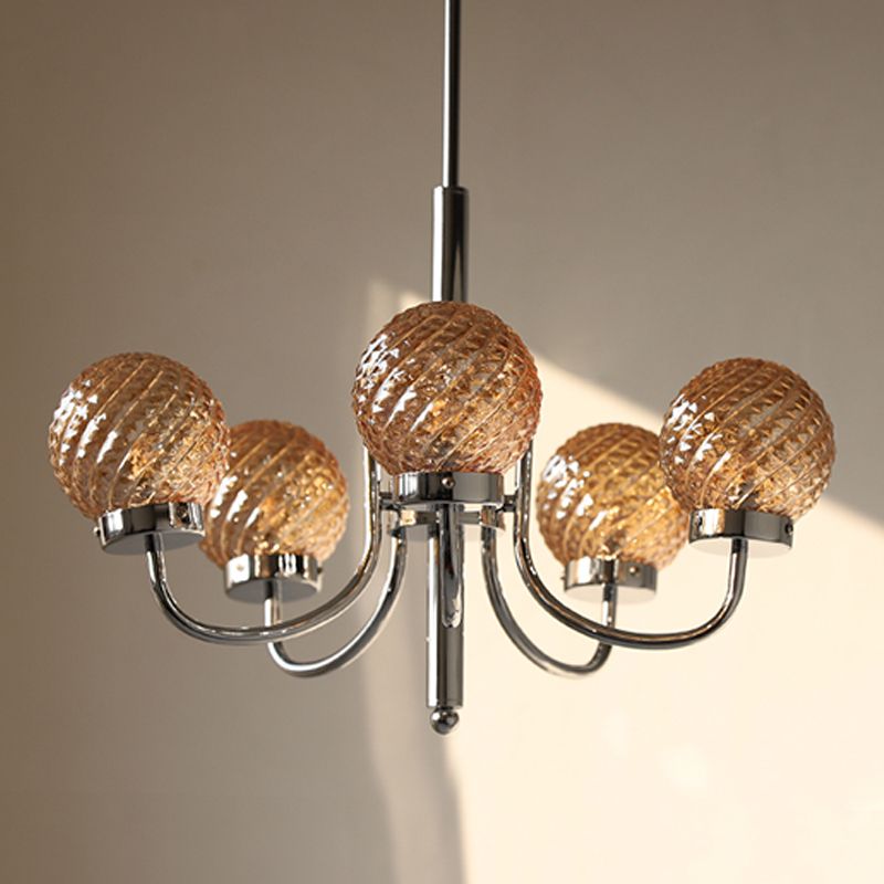 Silver Hanging Pendant Lights Modern Glass Circle Hanging Lamps for Living Room