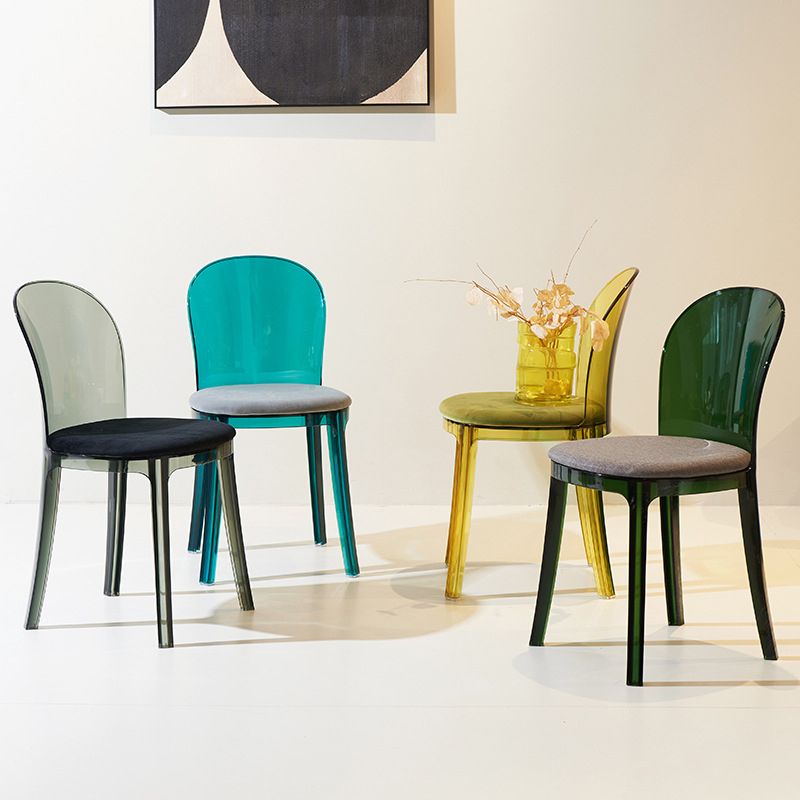 Modern Plastic Side Chair Low Back Armless Chair for Dining Room