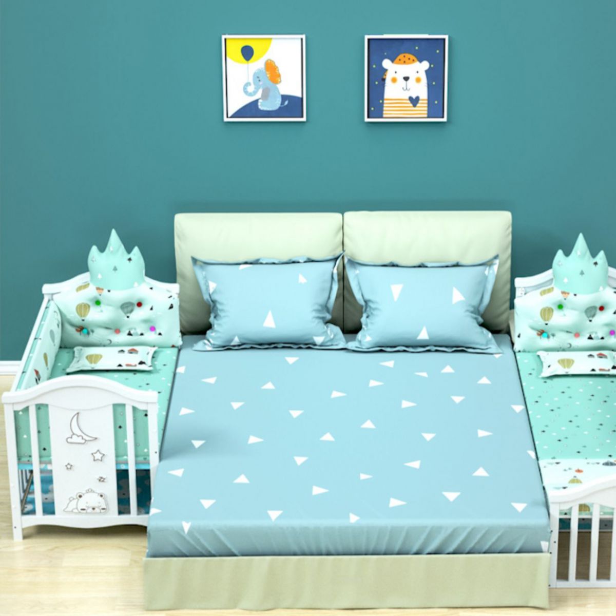 Solid Wood Convertible Crib Scandinavian White Crib with Storage