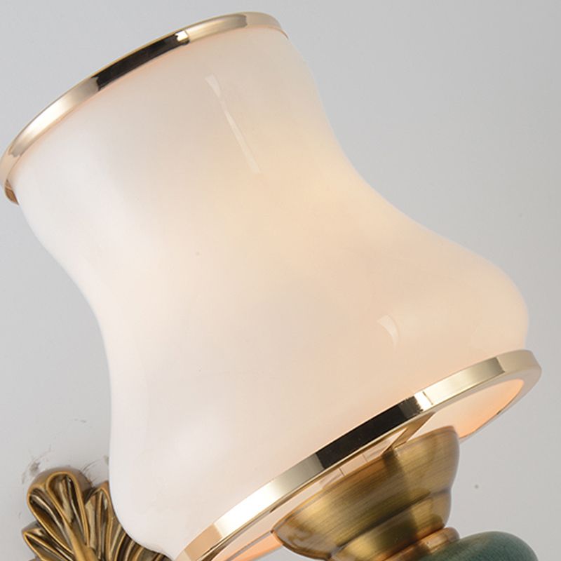 Vase White Glass Wall Mount Light Nordic Living Room 1/2 Heads Brass Sconce Light Fixture
