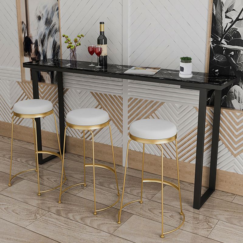 Marble Top Bar Table Rectangle Contemporary Style Pub Table for Cafe