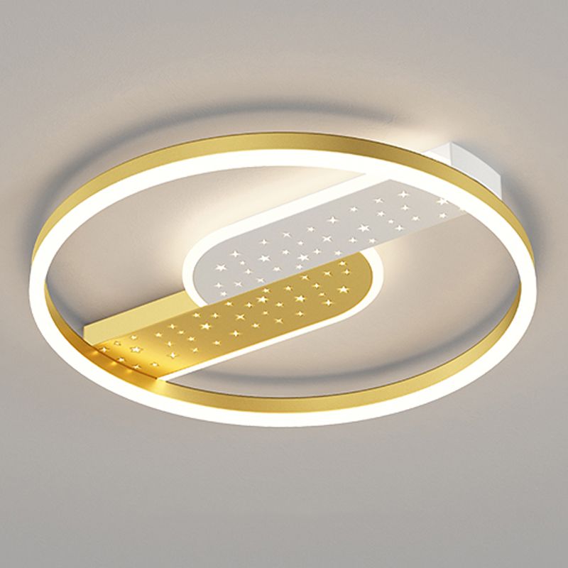 Contemporary Geometric Flush Light Fixture Metal Flushmount Lighting for Living Room