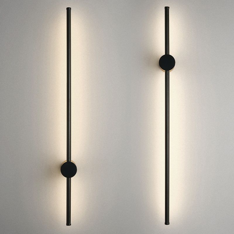 Linear Black 1 - Light Wall Light Iron Contemporary Wall Lighting Fixture